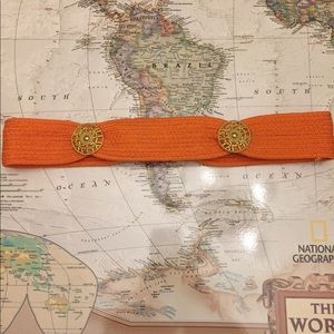 Vintage Bright Orange Fabric Belt Size Small